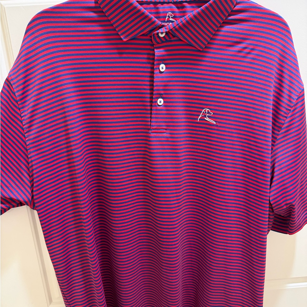 Rhoback Men's Polo Shirt - Royal Blue and Red Striped